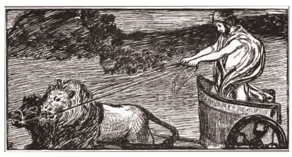 사자와 멧돼지가 끄는 전차를 타는 아드메토스