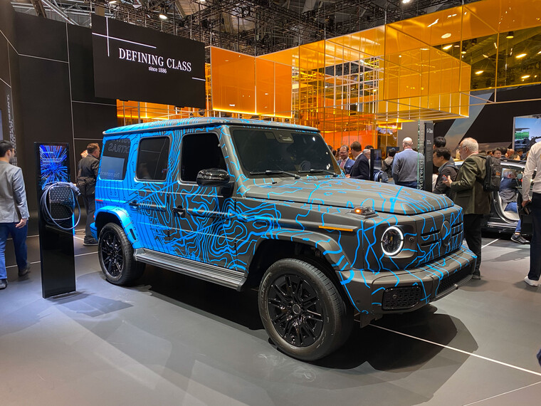 메르세데스-벤츠가 선보인 G클래스 전기차&nbsp;ⓒ정치연 기자<br>